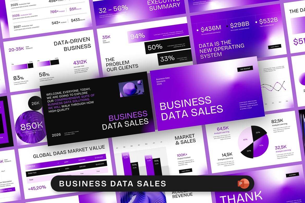 Template Presentasi PowerPoint Data Penjualan Bisnis yang Menarik
