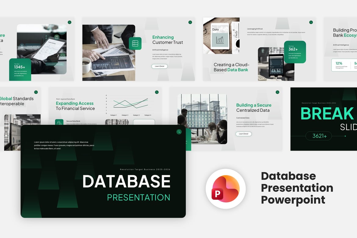 Template Presentasi Powerpoint Database Bisnis yang Kreatif