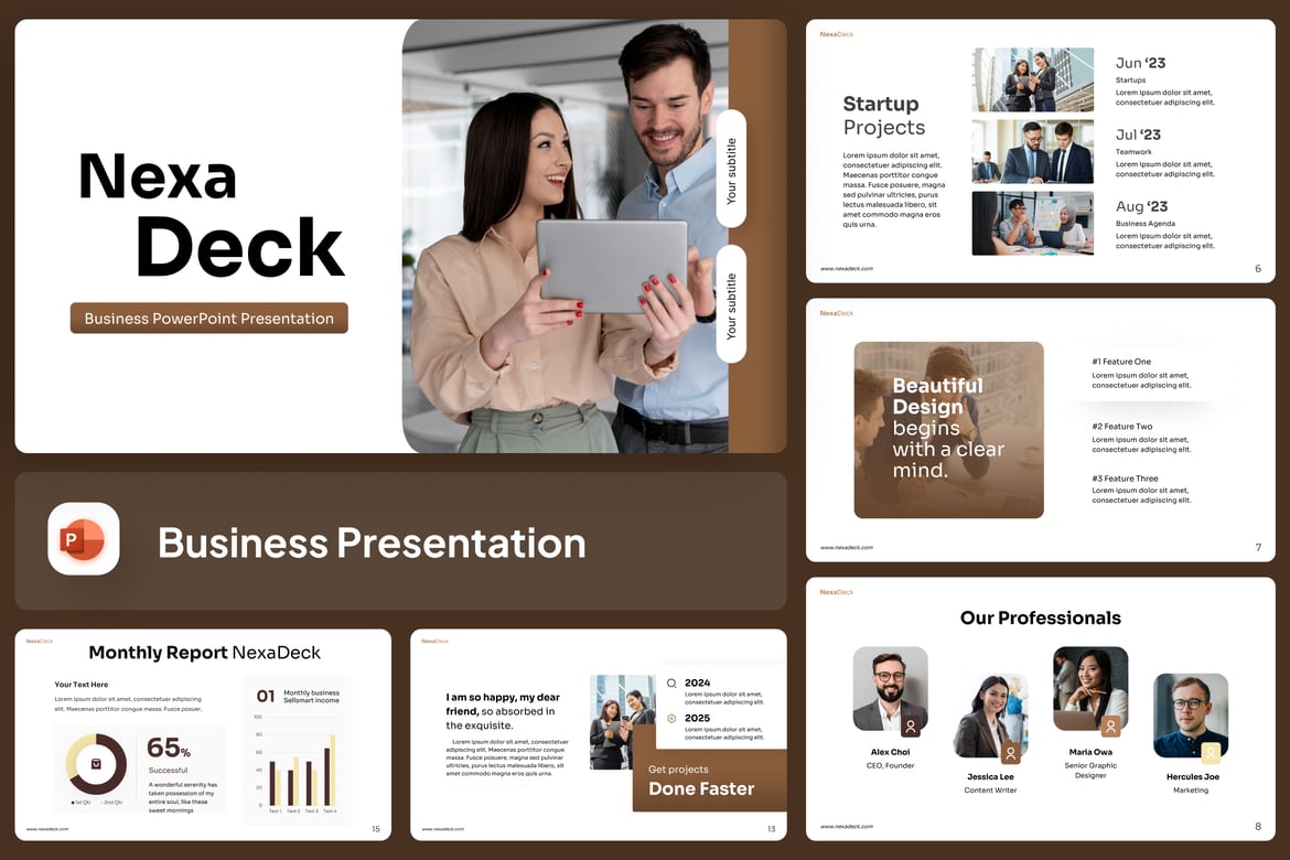 Template PowerPoint Bisnis NexaDeck yang Modern dan Elegan