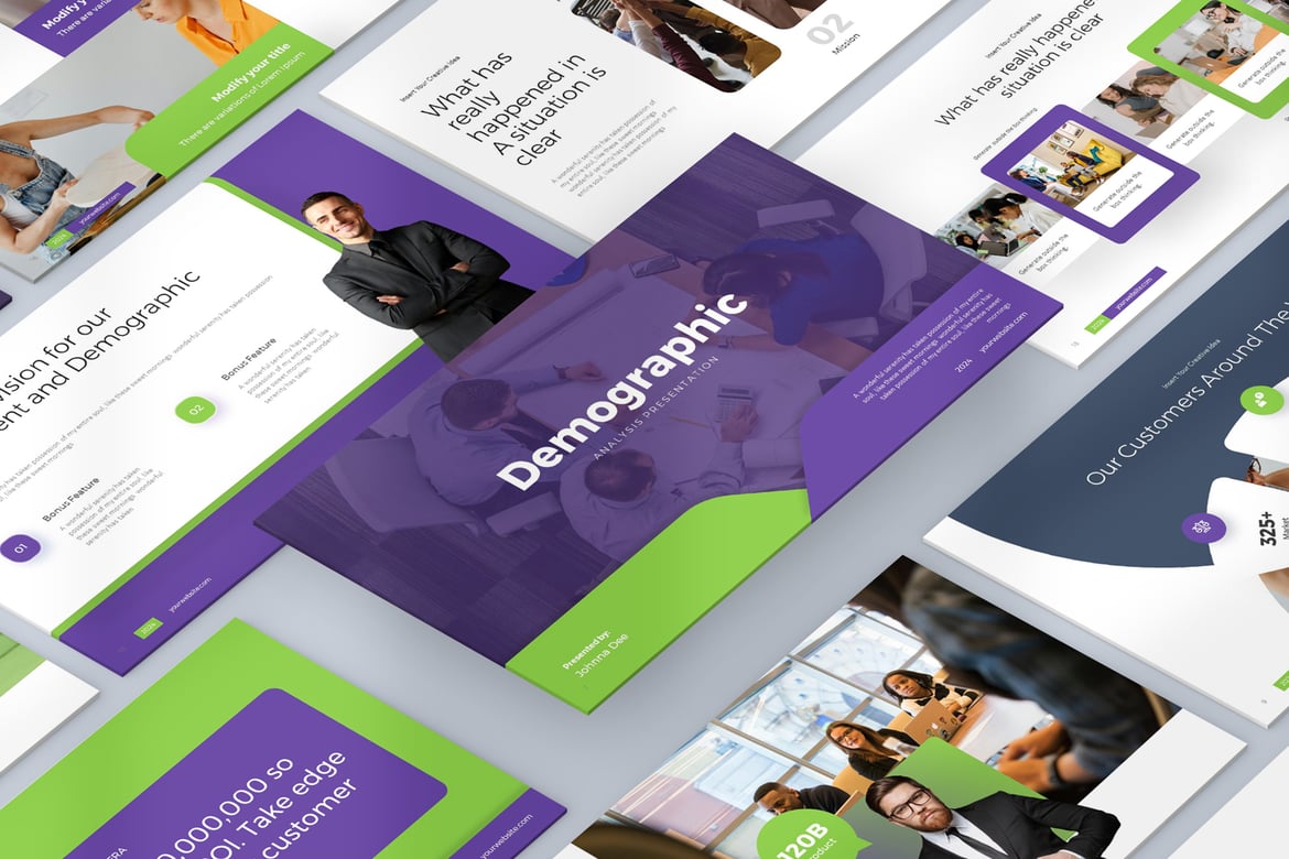 Template PowerPoint Demografi Bisnis yang Menarik dan Profesional