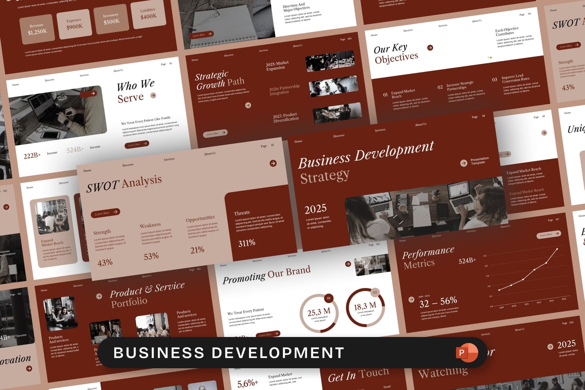 Template Presentasi PowerPoint Pengembangan Bisnis yang Modern dan Profesional