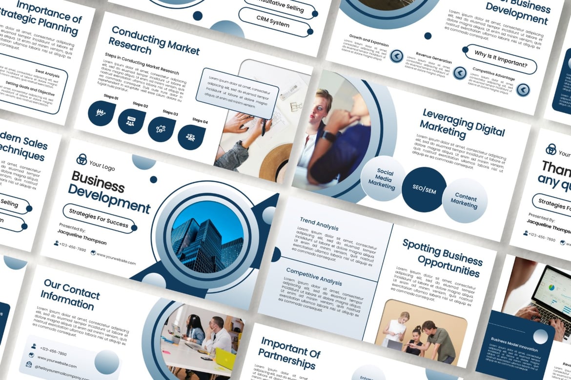Template PowerPoint Pengembangan Bisnis Modern dan Profesional