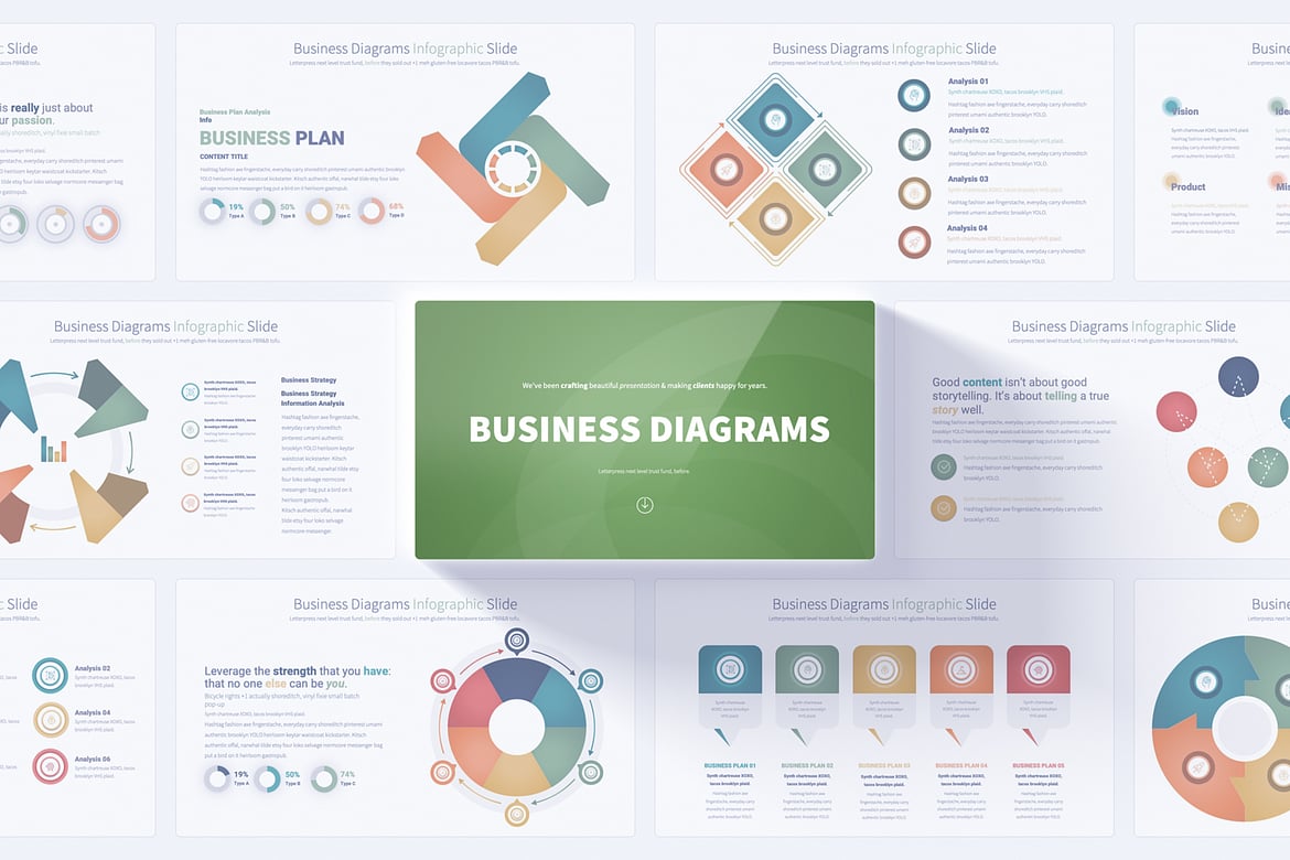 Template PowerPoint Diagram Bisnis - Slide Infografis Menarik
