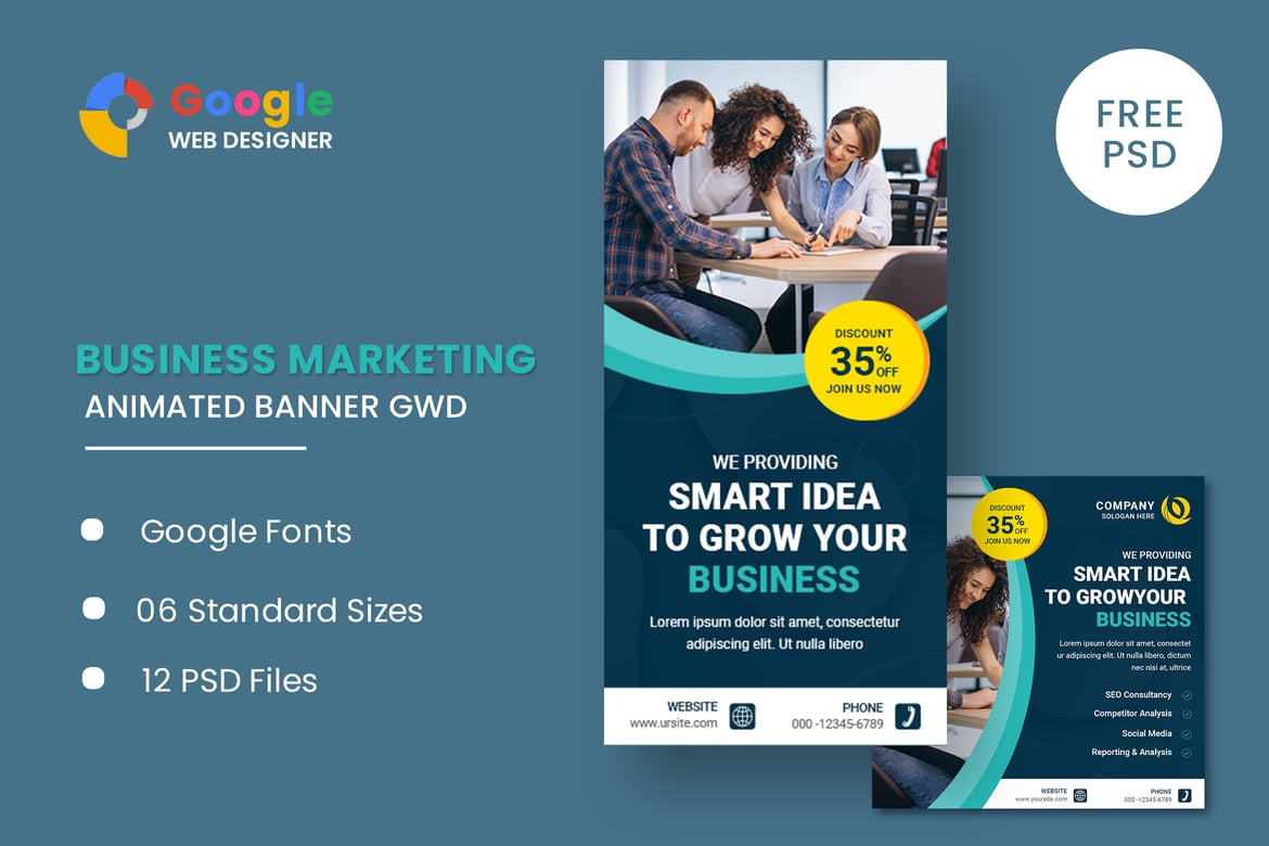 Template Website Banner Animasi Arah Bisnis yang Menarik