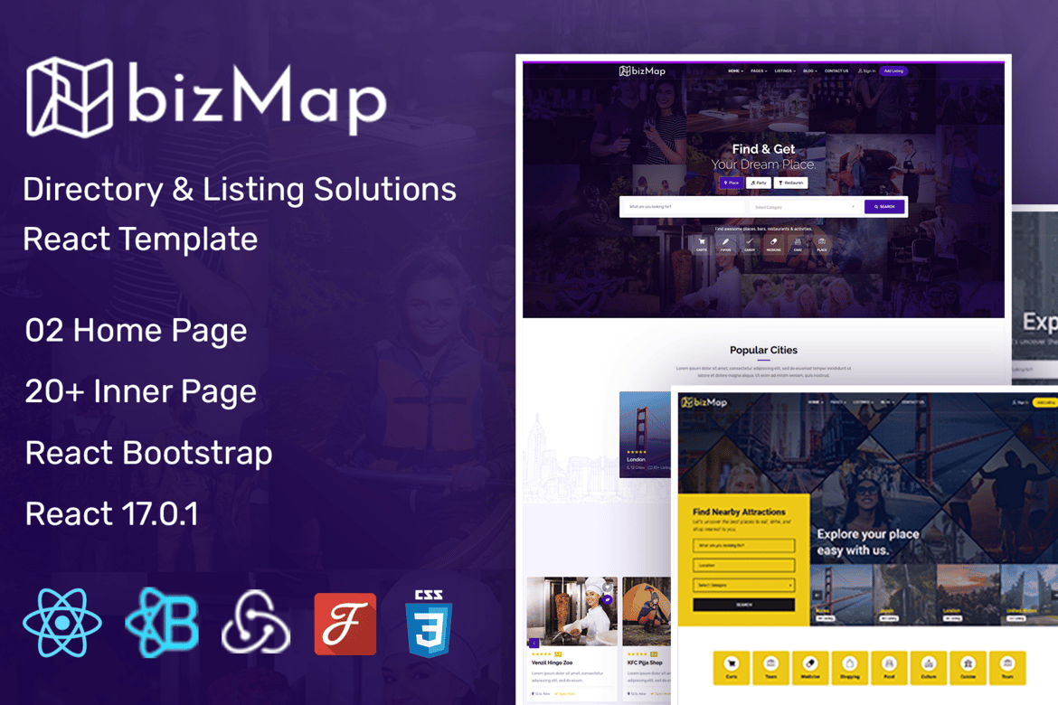 Template Web Direktori Bisnis React JS yang Menarik dan Fungsional
