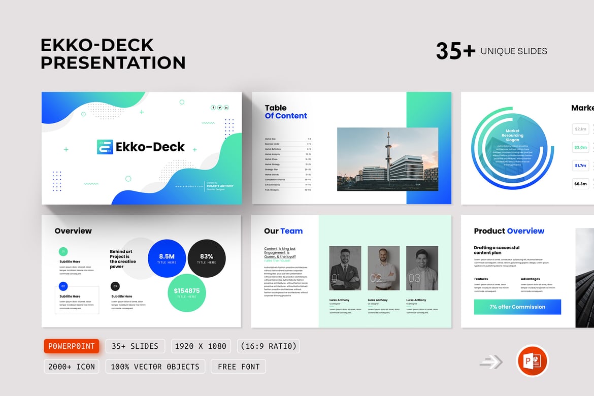 Template Presentasi PowerPoint Ekko-Deck untuk Bisnis yang Kreatif