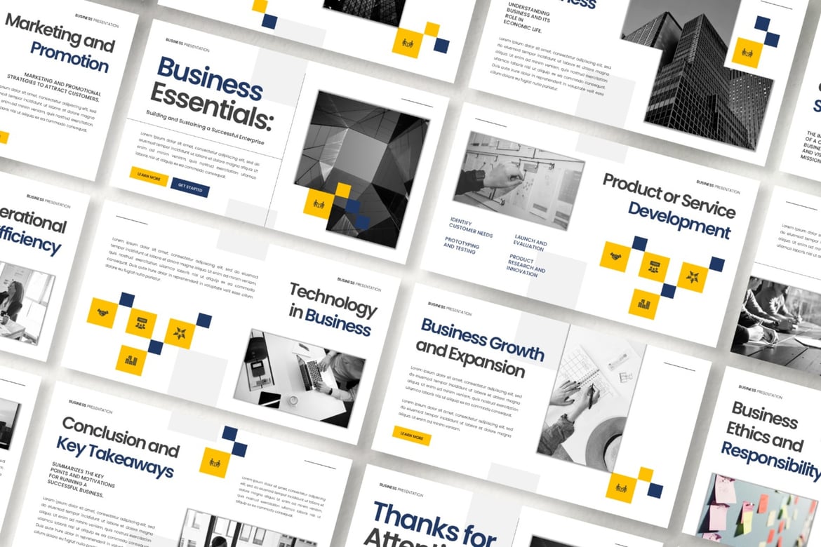 Template PowerPoint Bisnis Esensial yang Modern dan Menarik