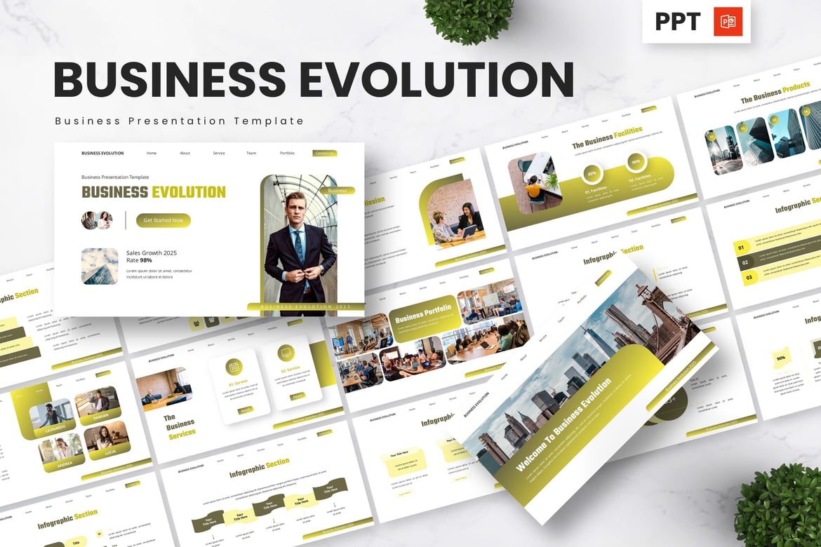 Template PowerPoint Bisnis Evolusi - Solusi Presentasi Kreatif