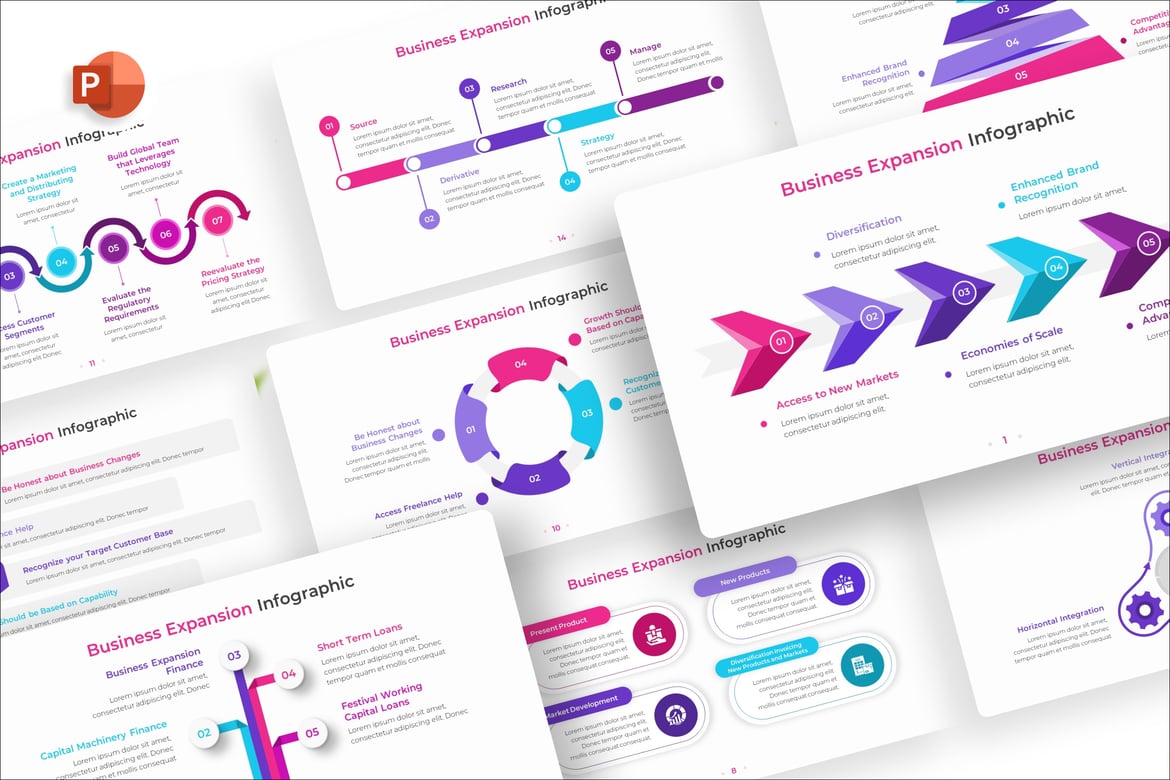 Template PowerPoint Infografik untuk Ekspansi Bisnis yang Menarik