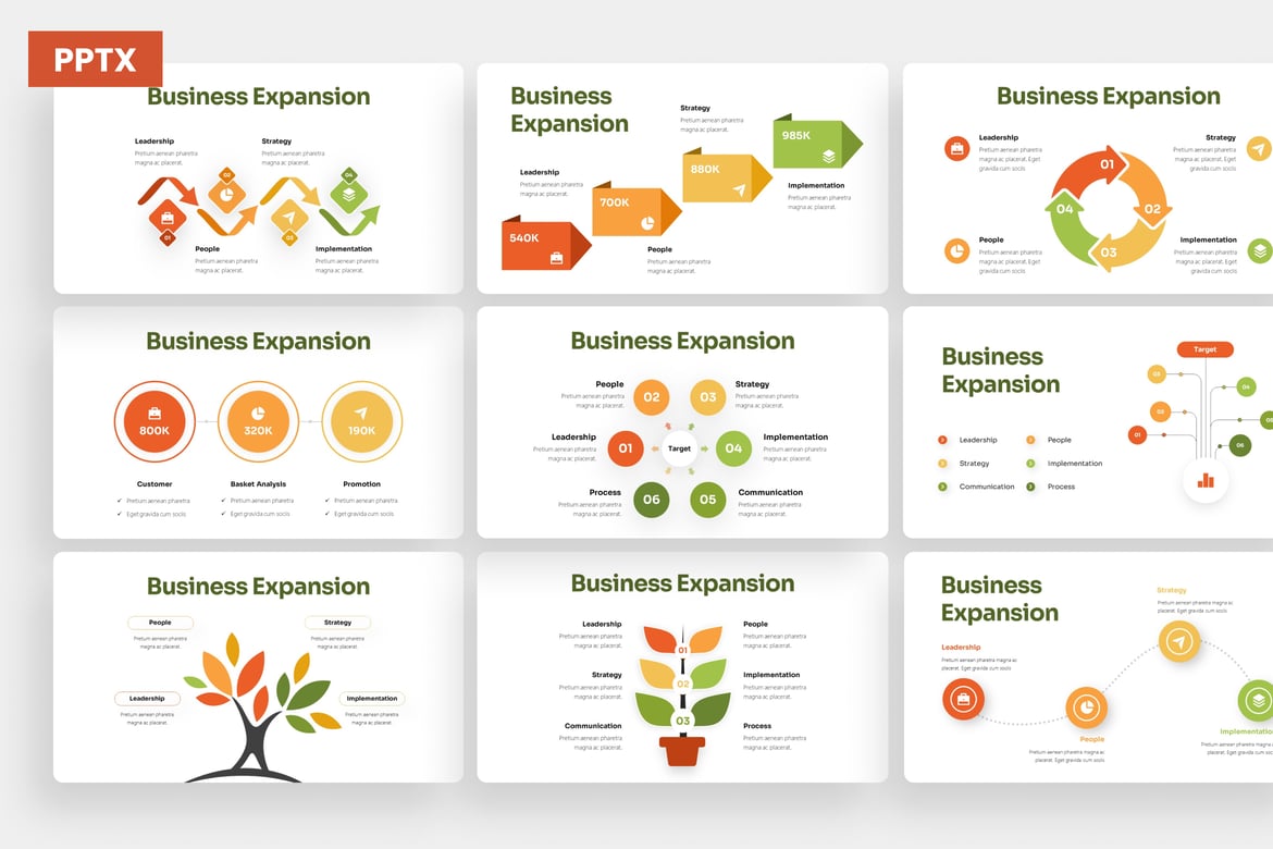 Template PowerPoint Infografis Ekspansi Bisnis yang Menarik