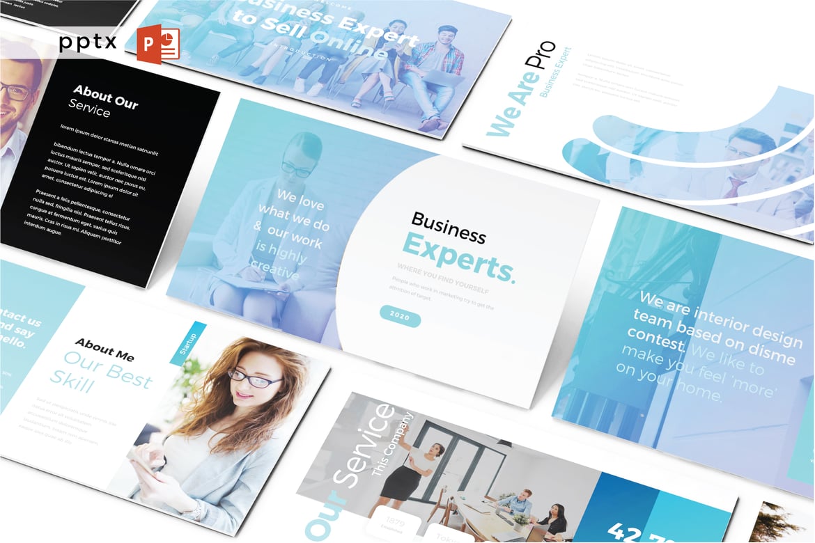 Template Presentasi PowerPoint Bisnis Modern - V488