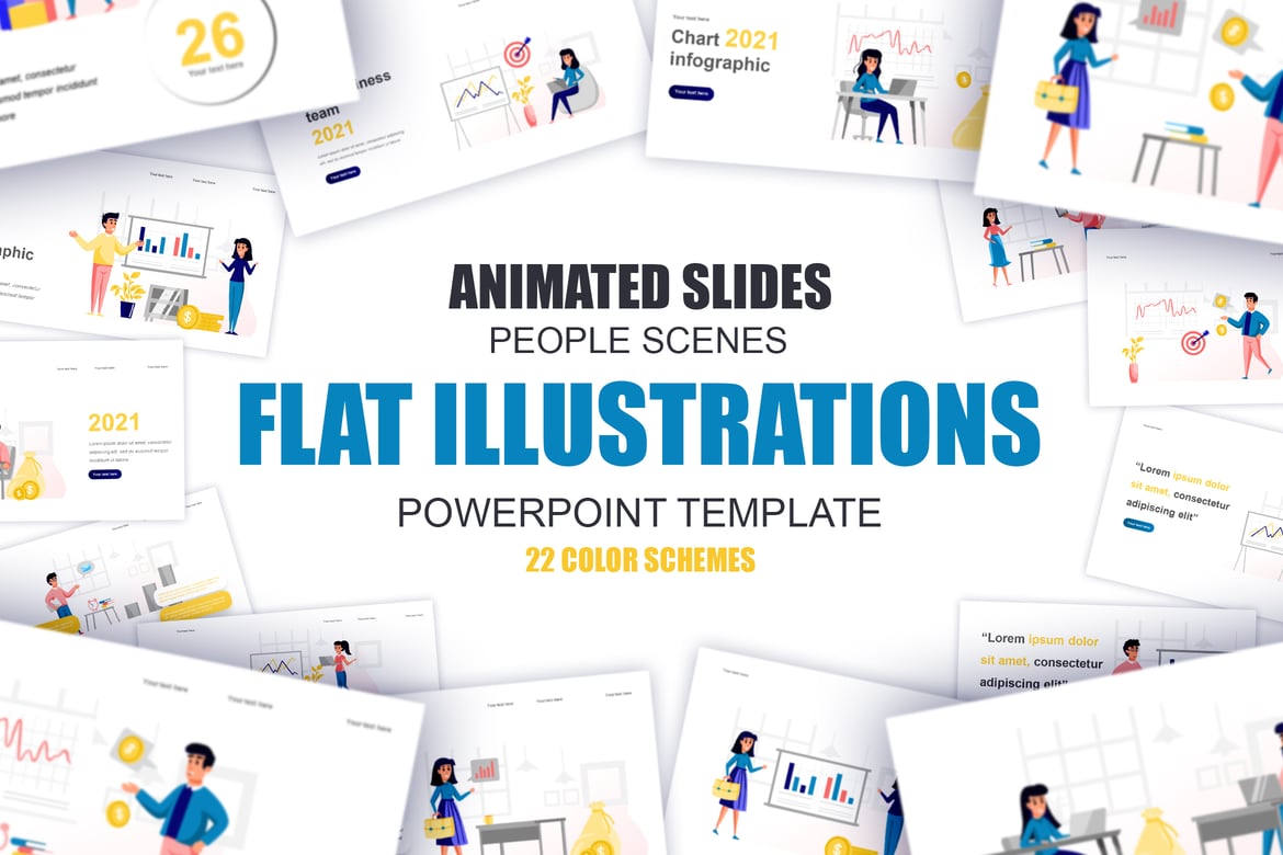 Template Presentasi Powerpoint Ilustrasi Bisnis yang Menarik