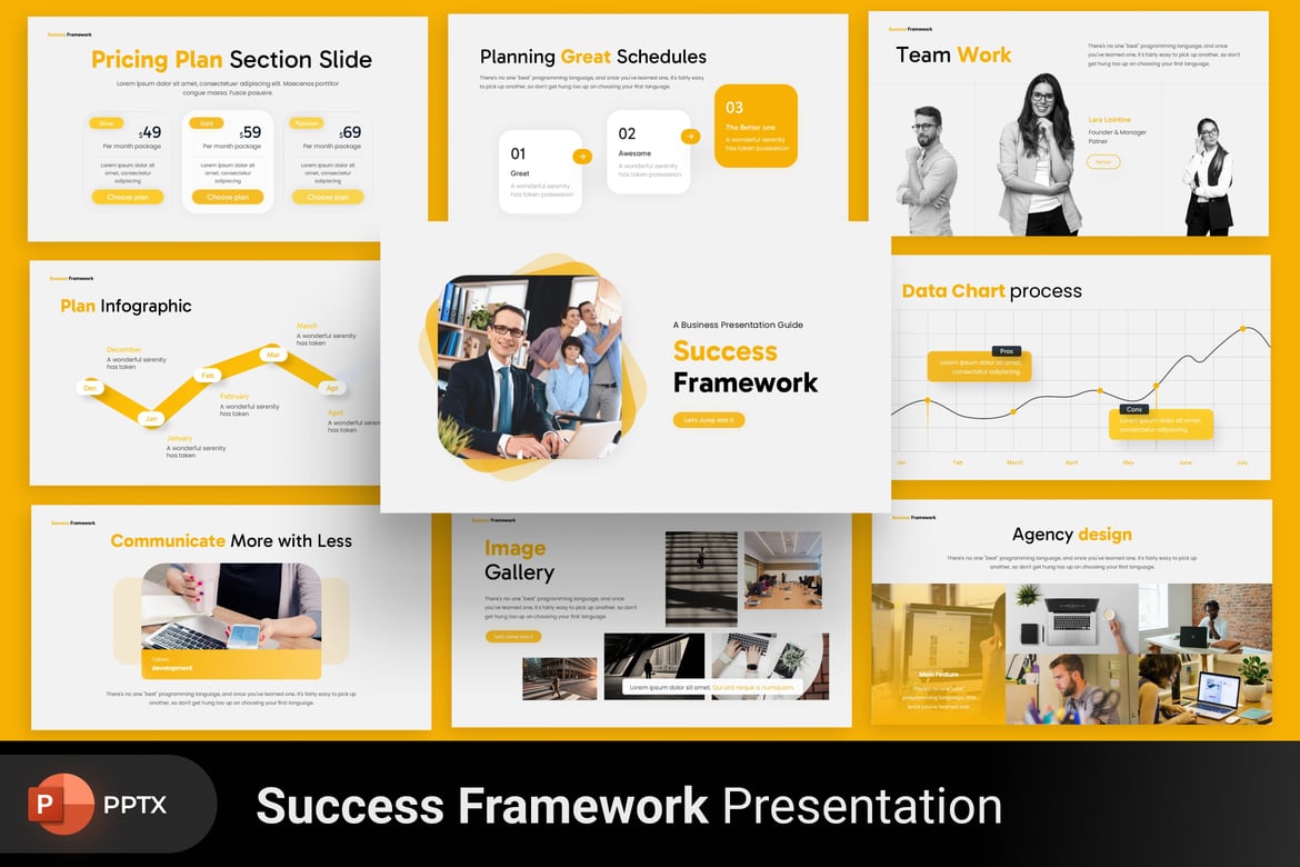 Template PowerPoint Kerangka Bisnis yang Menarik