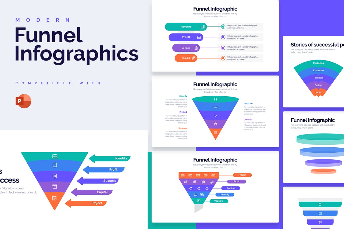 Template PowerPoint Infografis Funnel Bisnis yang Menarik