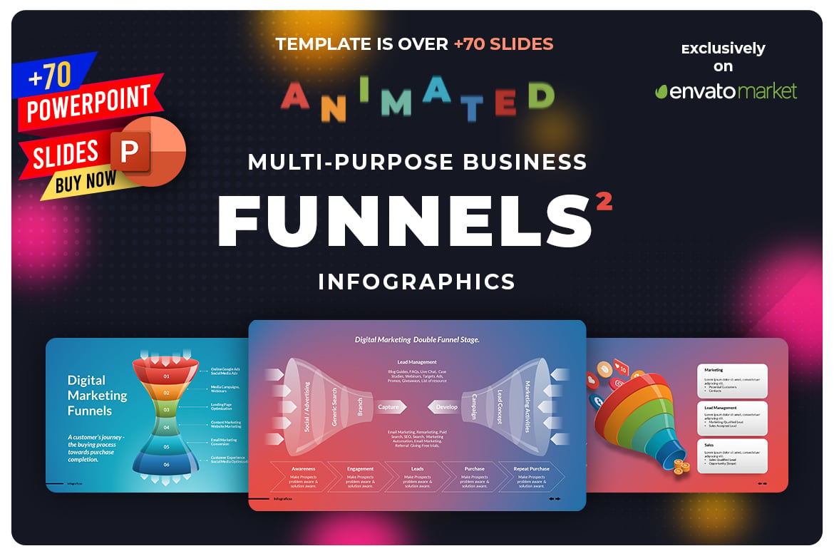 Template PowerPoint Infografis Funnel Bisnis yang Menarik