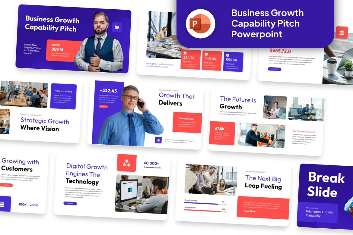 Template Powerpoint Presentasi untuk Pertumbuhan Bisnis yang Kreatif