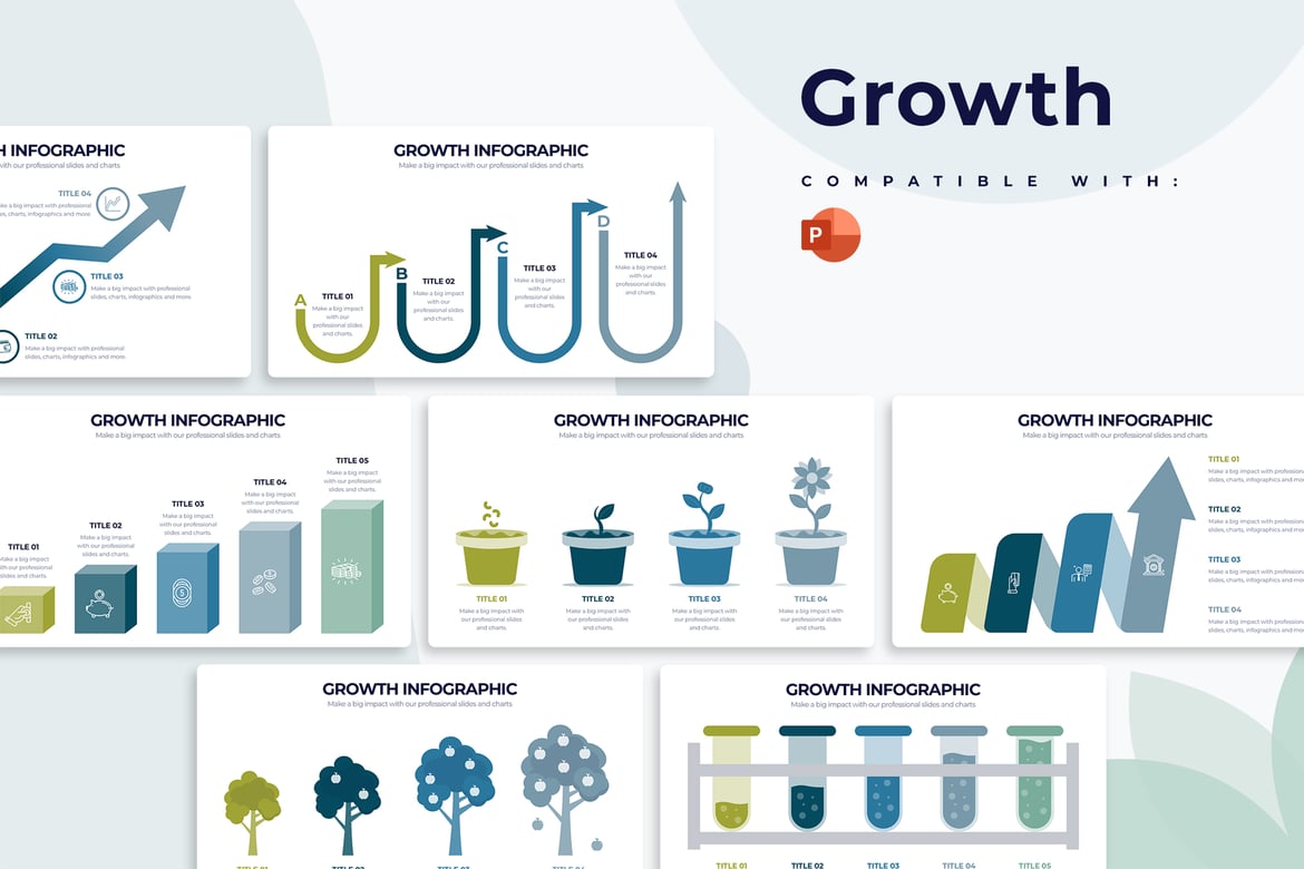 Template PowerPoint Infografis untuk Pertumbuhan Bisnis yang Menarik