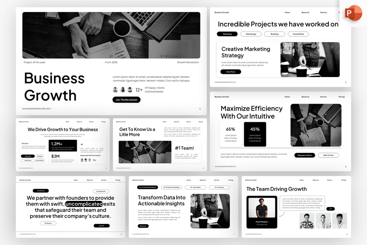 Template PowerPoint untuk Pertumbuhan Bisnis yang Profesional