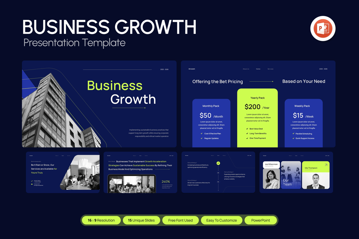 Template Presentasi PowerPoint untuk Pertumbuhan Bisnis yang Menarik