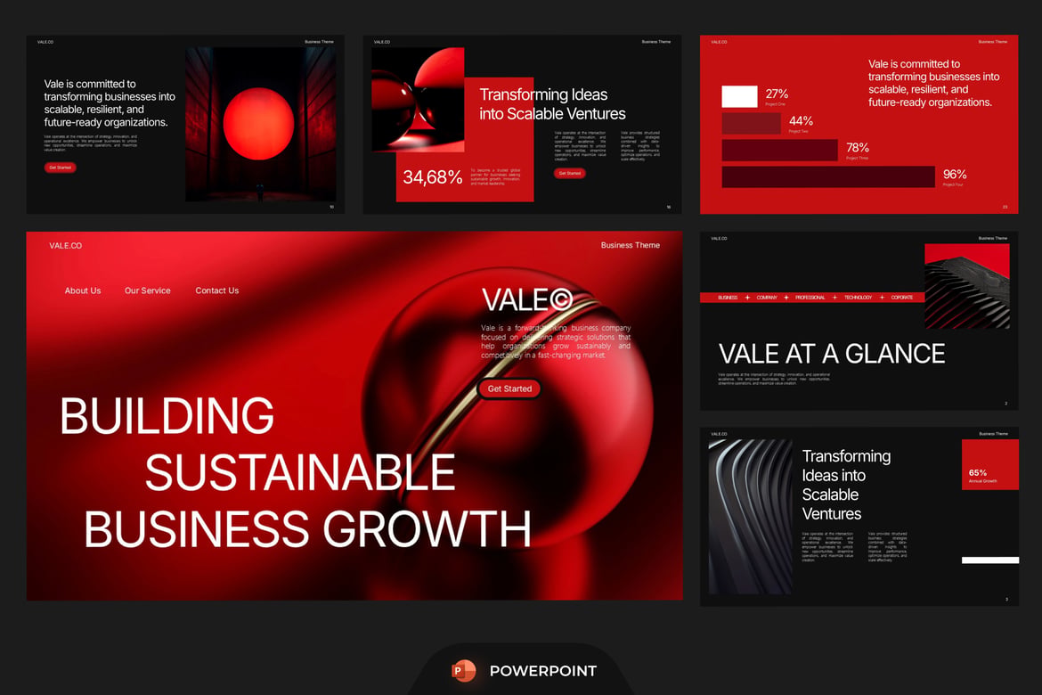Template PowerPoint Strategi Pertumbuhan Bisnis yang Modern dan Profesional