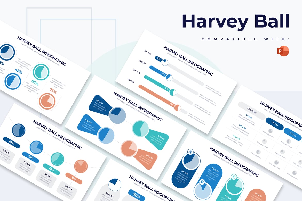 Template PowerPoint Infografis Harvey Ball untuk Presentasi Bisnis