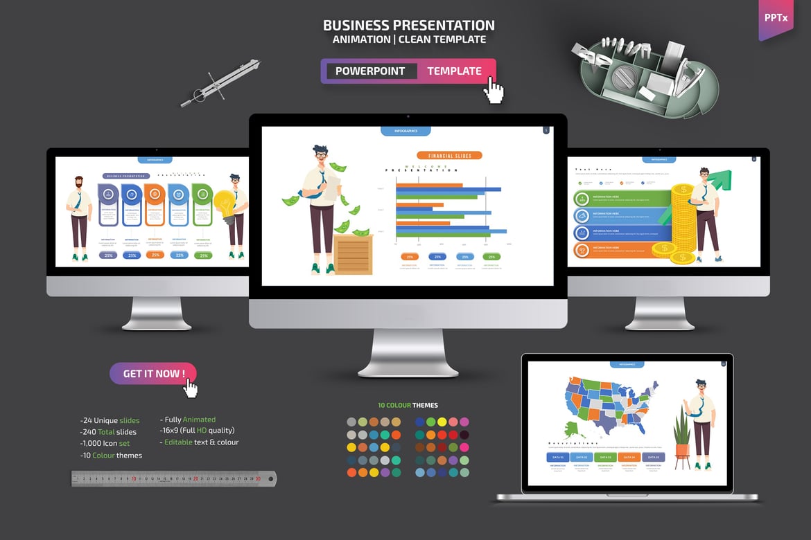 Template Presentasi Infografis Bisnis yang Menarik