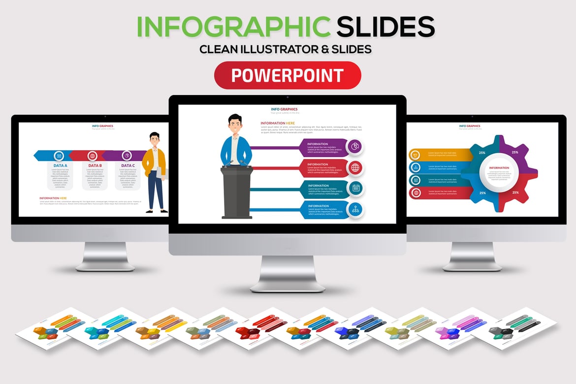 Template Presentasi PowerPoint Infografis untuk Bisnis yang Menarik