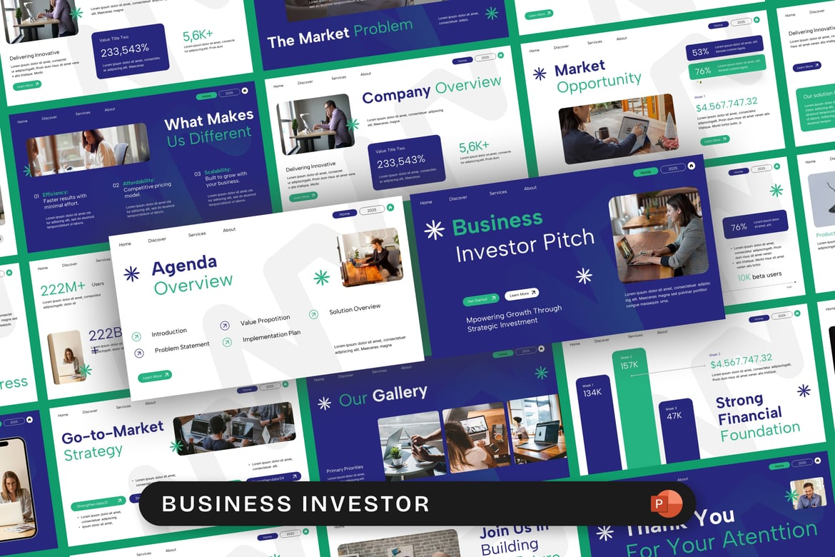 Template Presentasi PowerPoint untuk Investor Bisnis yang Menarik