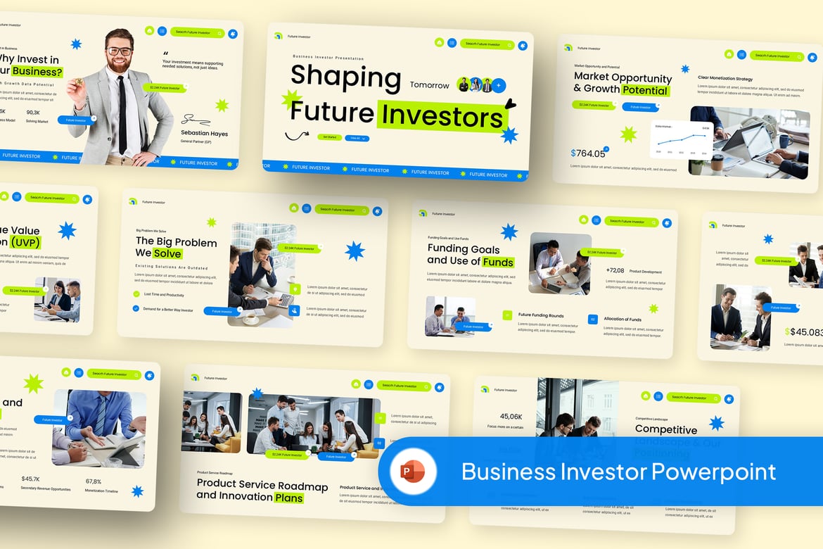 Template Powerpoint Investasi Bisnis yang Kreatif dan Modern