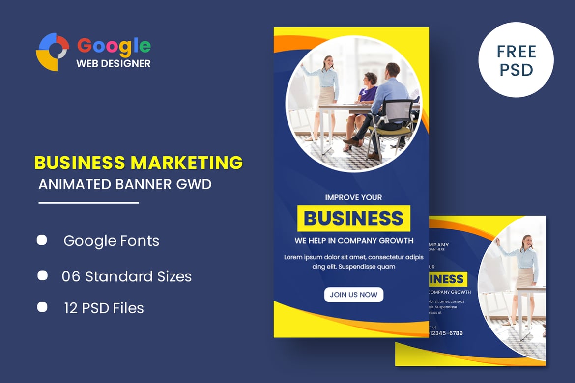 Template Website Bisnis: Banner Animasi GWD yang Menarik