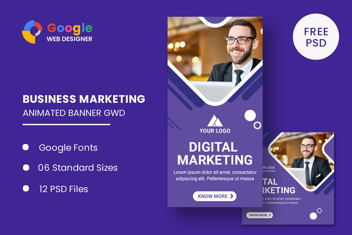 Template Website Banner Animasi Kreatif untuk Bisnis