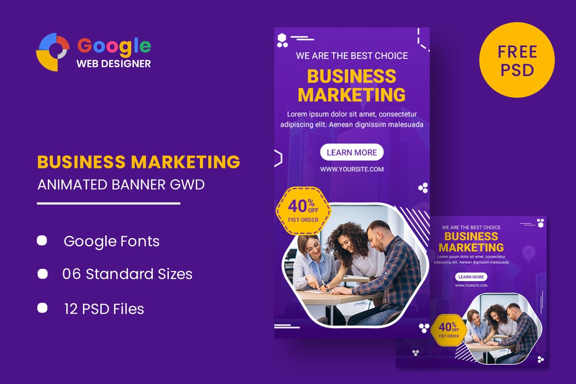 Template Web Banner Animasi Pemasaran Bisnis yang Menarik