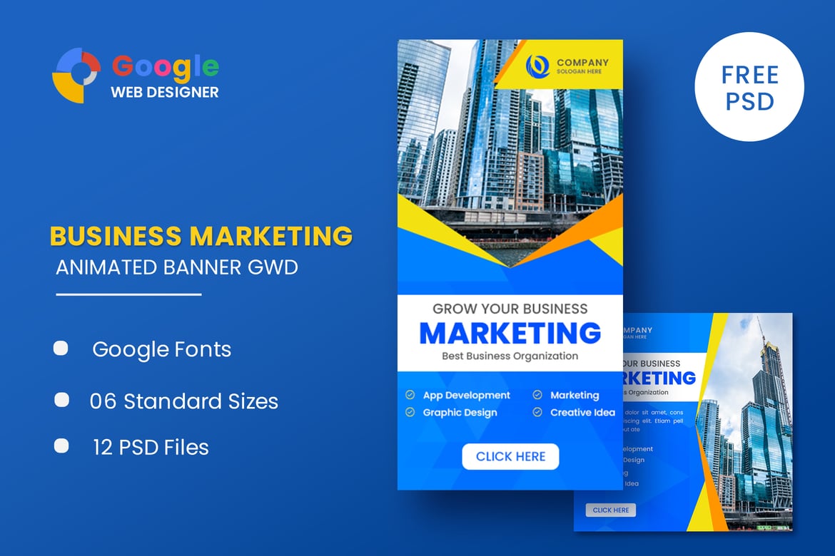 Template Web Banner Animasi untuk Pemasaran Bisnis