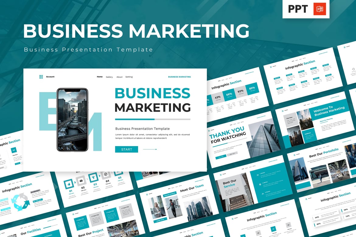 Template Presentasi Powerpoint untuk Pemasaran Bisnis yang Menarik