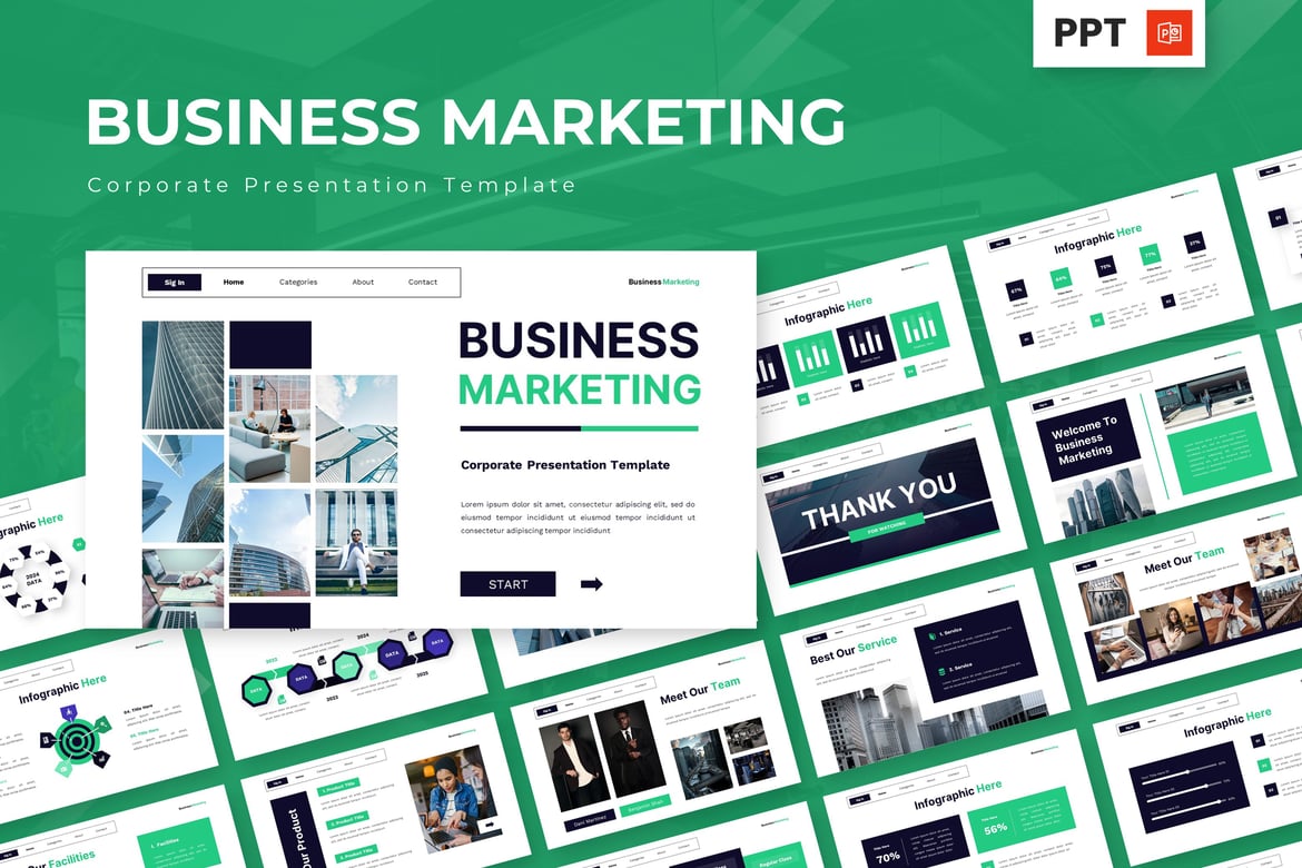 Template Powerpoint Bisnis Modern - Solusi Presentasi Korporat Anda