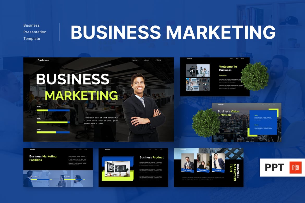 Template PowerPoint Bisnis Marketing yang Profesional dan Menarik