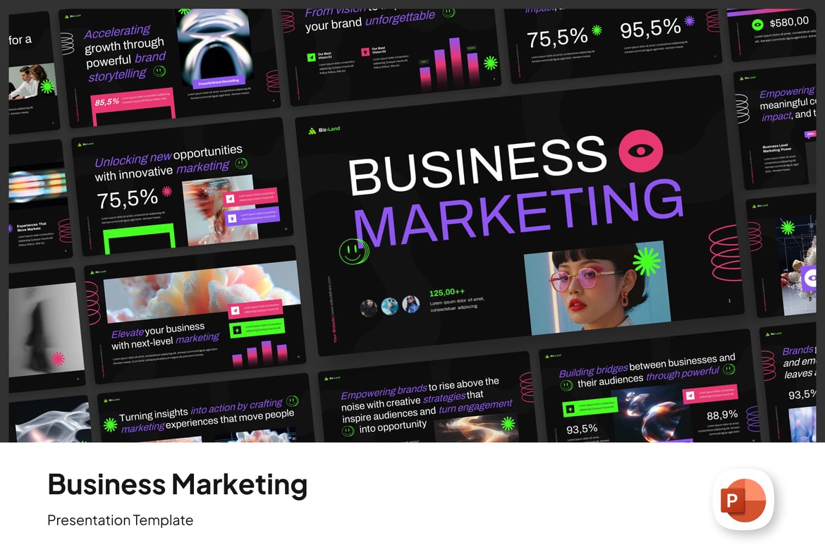 Template Presentasi PowerPoint Marketing Bisnis yang Kreatif