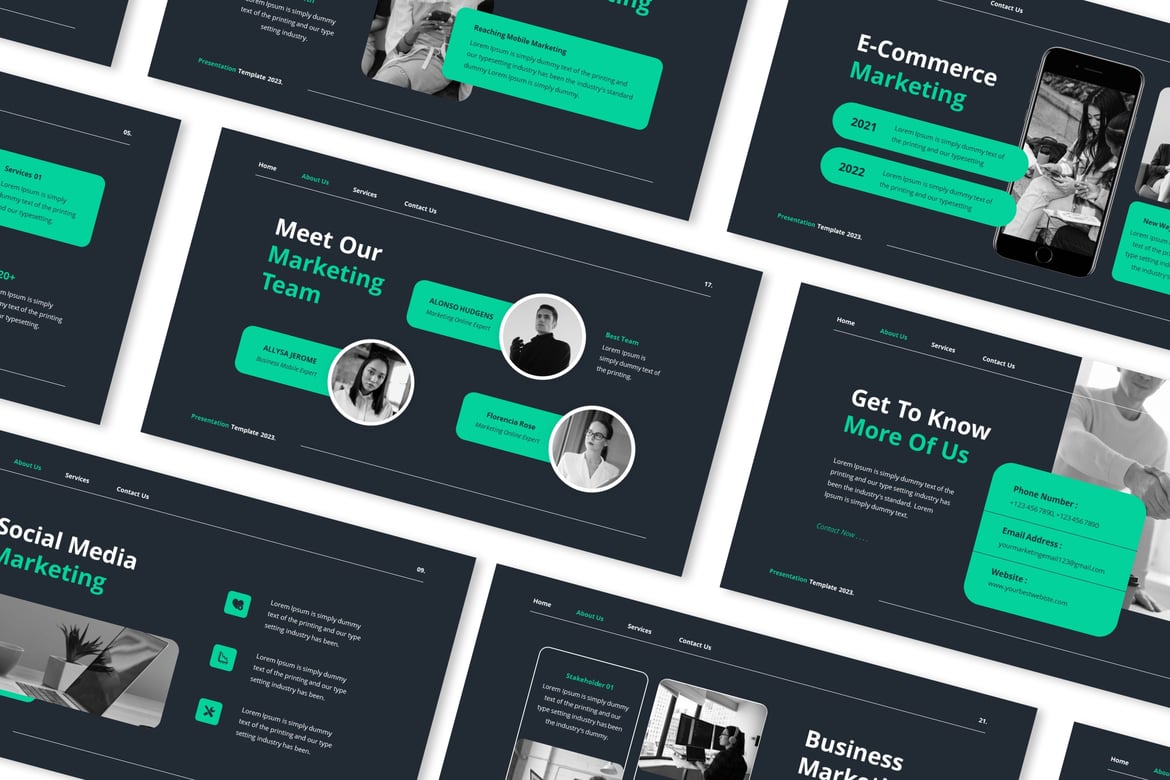 Template Presentasi PowerPoint Pemasaran Bisnis yang Menarik