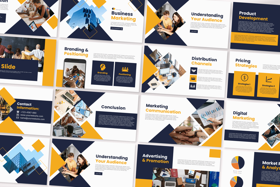 Template PowerPoint Pemasaran Bisnis yang Modern dan Profesional