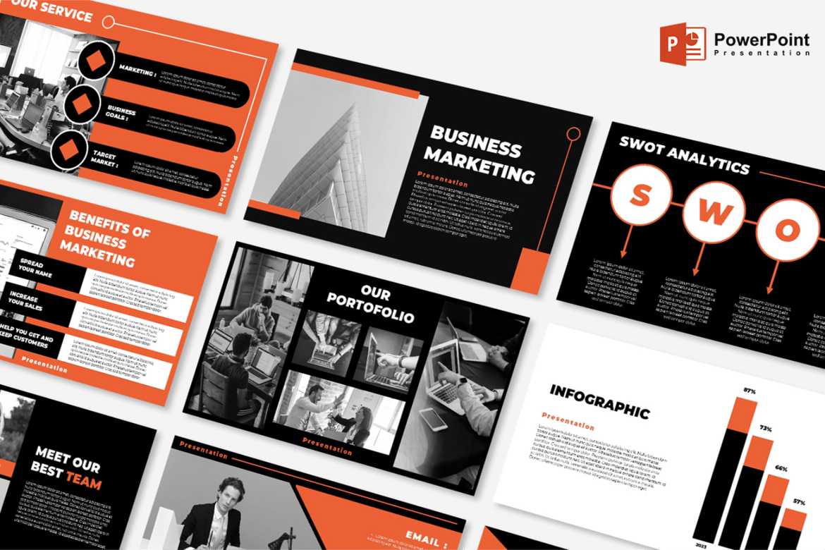 Template PowerPoint Pemasaran Bisnis yang Menarik dan Profesional