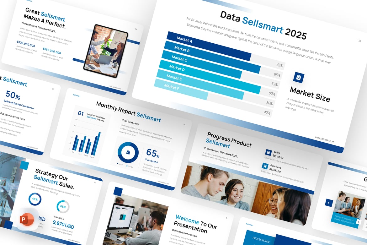Template PowerPoint Laporan Pemasaran Bisnis yang Profesional