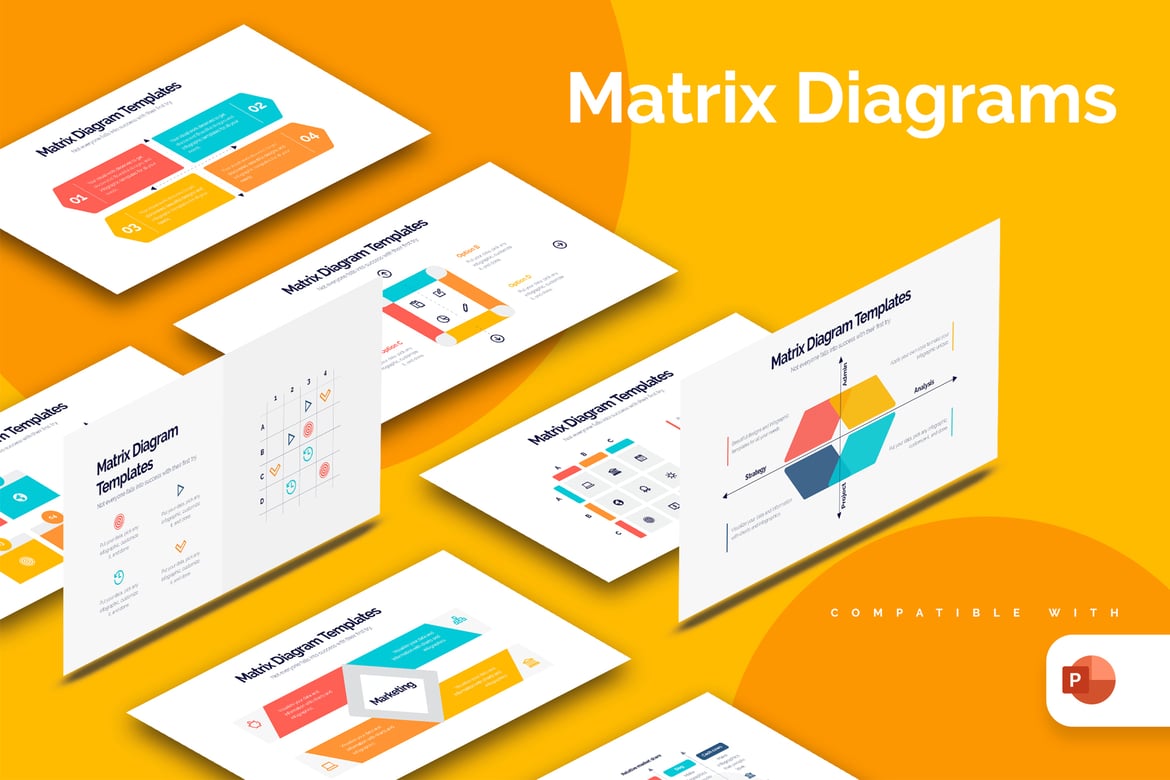 Template PowerPoint Diagram Matriks Modern untuk Presentasi Bisnis