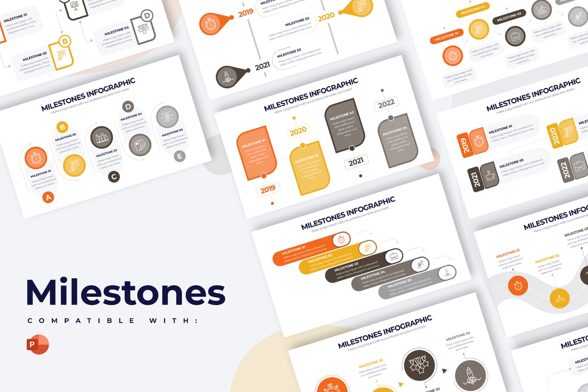Template PowerPoint Infografis untuk Mencapai Milestone Bisnis Anda