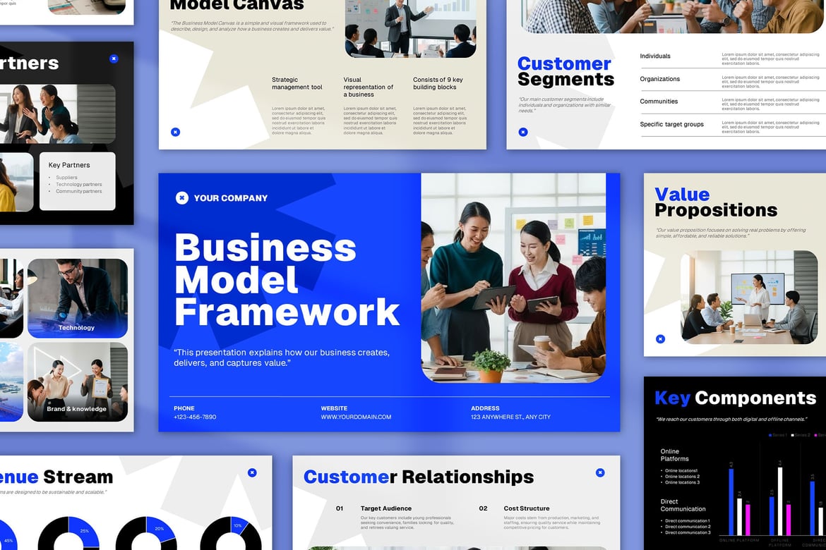 Template Presentasi PowerPoint Kerangka Model Bisnis yang Modern