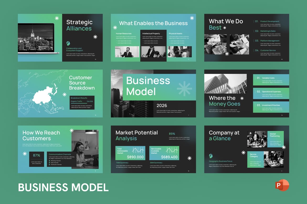 Template PowerPoint Presentasi Model Bisnis Profesional dan Menarik
