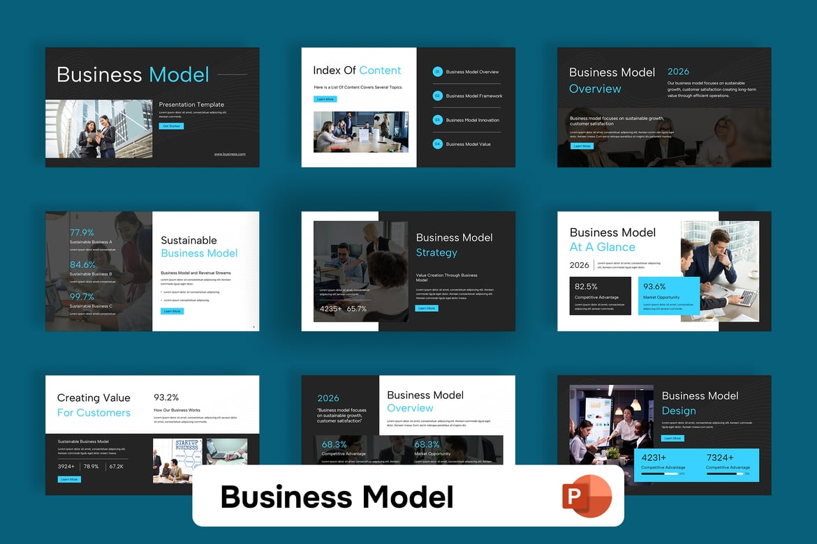 Template Presentasi PowerPoint Model Bisnis yang Profesional dan Menarik