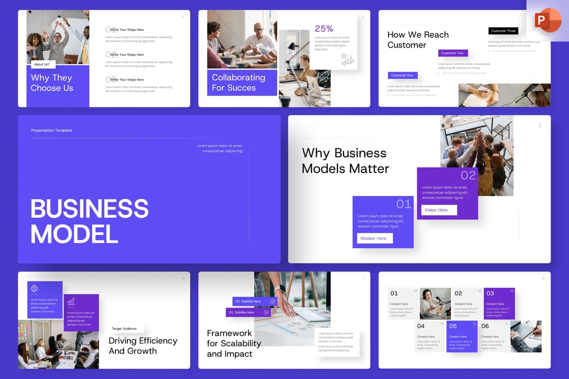 Template PowerPoint Model Bisnis Modern untuk Presentasi Profesional