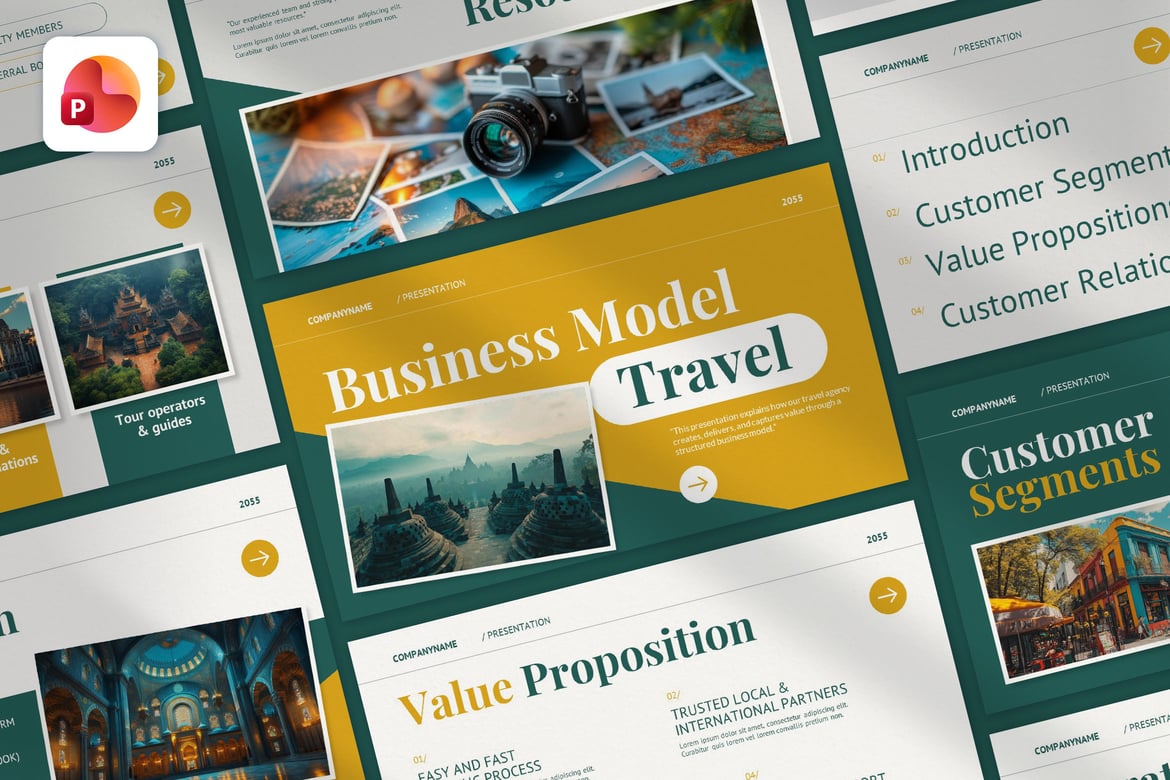 Template PowerPoint Model Bisnis untuk Presentasi Perjalanan yang Menarik