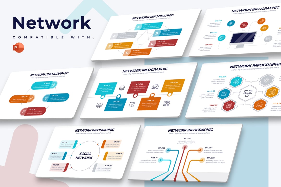 Template PowerPoint Infografis Jaringan Bisnis yang Modern