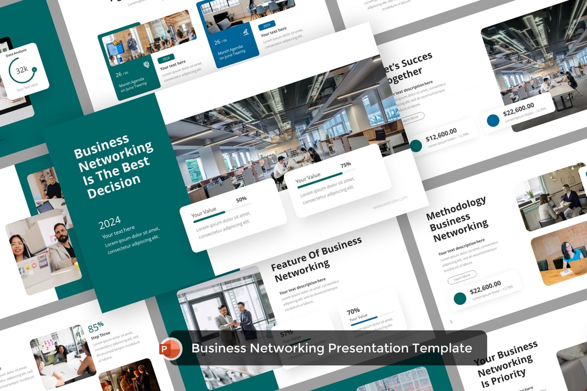 Template Presentasi PowerPoint Jaringan Bisnis yang Menarik